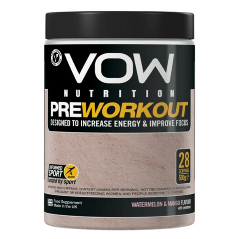 VOW Nutrition Pre Workout Supplements Watermlon and Mango Sports Simon Evans Physiotherapy
